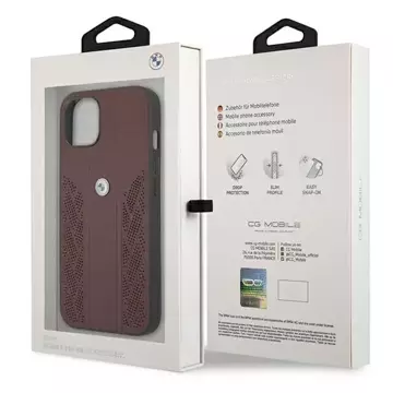 Etui BMW BMHCP13MRSPPR für Apple iPhone 13 6,1" Hardcase Leather Curve Perforate