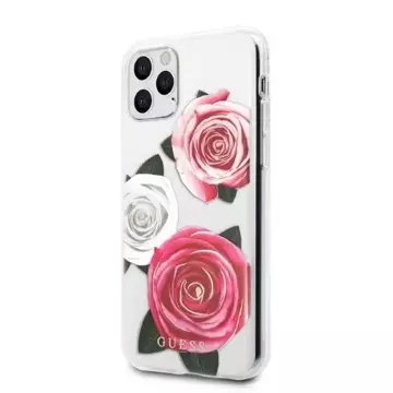 Etui Guess GUHCN58ROSTRT für Apple iPhone 11 Pro transparente Hardcase Flower Desire Pink