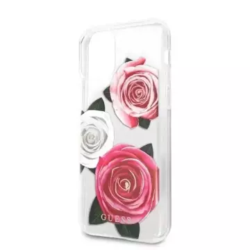 Etui Guess GUHCN58ROSTRT für Apple iPhone 11 Pro transparente Hardcase Flower Desire Pink