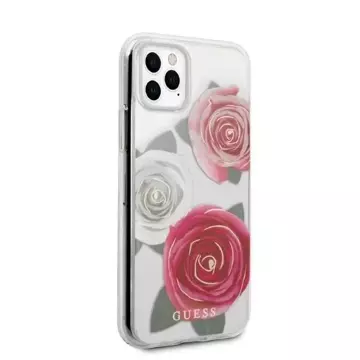 Etui Guess GUHCN58ROSTRT für Apple iPhone 11 Pro transparente Hardcase Flower Desire Pink