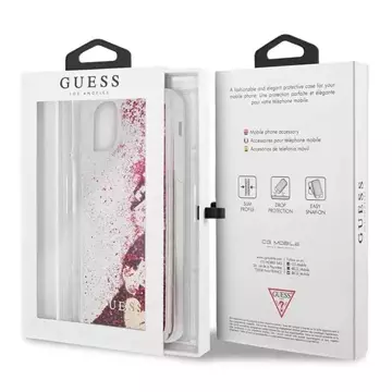 Etui Guess GUHCN65GLHFLRA für iPhone 11 Pro Max Himbeer-Hartschale Glitzerherzen