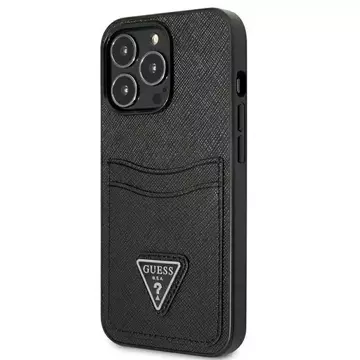 Etui Guess GUHCP13LPSATPK für Apple iPhone 13 Pro / 13 6,1" Czarny/Black Hardcase SaffianoTriangle Logo Cardslot