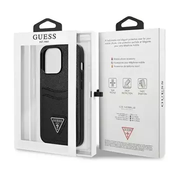 Etui Guess GUHCP13LPSATPK für Apple iPhone 13 Pro / 13 6,1" Czarny/Black Hardcase SaffianoTriangle Logo Cardslot