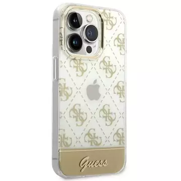Etui Guess GUHCP14LHG4MHG für Apple iPhone 14 Pro 6,1" złoty/gold Hardcase 4G Pattern Script