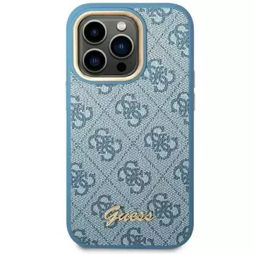 Etui Guess GUHCP14LHG4SHB für Apple iPhone 14 Pro 6,1" Niebieski/Blue Hard Case 4G Vintage Gold Logo