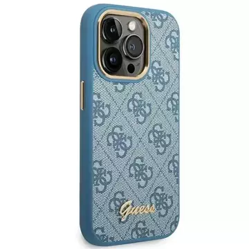 Etui Guess GUHCP14LHG4SHB für Apple iPhone 14 Pro 6,1" Niebieski/Blue Hard Case 4G Vintage Gold Logo