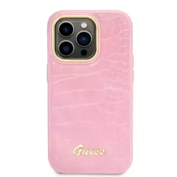 Etui Guess GUHCP14LHGCRHP für iPhone 14 Pro 6,1" Hardcase Croco Collection