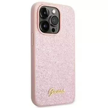 Etui Guess GUHCP14LHGGSHP für Apple iPhone 14 Pro 6,1" różowy/pink Hard Case Glitter Script