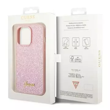 Etui Guess GUHCP14LHGGSHP für Apple iPhone 14 Pro 6,1" różowy/pink Hard Case Glitter Script