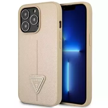 Etui Guess GUHCP14LPSATLE für Apple iPhone 14 Pro 6,1" beżowy/beige Hardcase SaffianoTriangle Logo