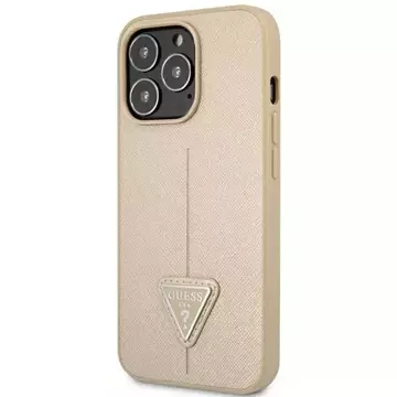 Etui Guess GUHCP14LPSATLE für Apple iPhone 14 Pro 6,1" beżowy/beige Hardcase SaffianoTriangle Logo