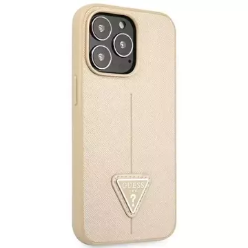 Etui Guess GUHCP14LPSATLE für Apple iPhone 14 Pro 6,1" beżowy/beige Hardcase SaffianoTriangle Logo