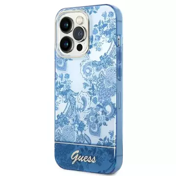 Etui Guess GUHCP14XHGPLHB für Apple iPhone 14 Pro Max 6,7" niebieski/blue Hardcase Porcelain Collection