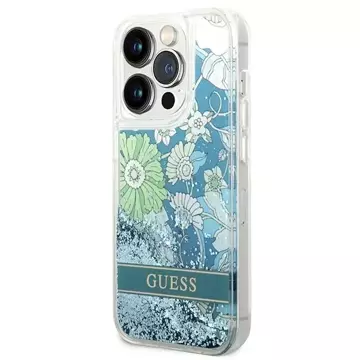 Etui Guess GUHCP14XLFLSN für Apple iPhone 14 Pro Max 6,7" zielony/grün Hardcase Flower Liquid Glitter