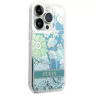 Etui Guess GUHCP14XLFLSN für Apple iPhone 14 Pro Max 6,7" zielony/grün Hardcase Flower Liquid Glitter