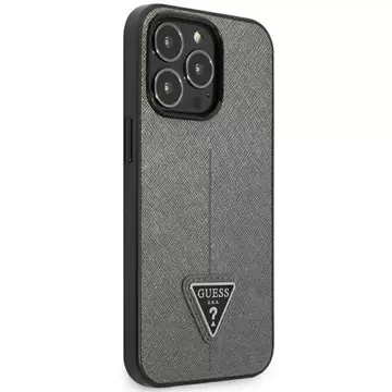 Etui Guess GUHCP14XPSATLG für Apple iPhone 14 Pro Max 6,7" srebrny/silver Hardcase SaffianoTriangle Logo