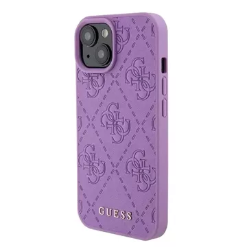 Etui Guess GUHCP15SP4EPMU für iPhone 15 6,1" fioletowy/light purple hardcase Leder 4G gestempelt