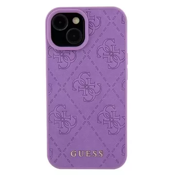 Etui Guess GUHCP15SP4EPMU für iPhone 15 6,1" fioletowy/light purple hardcase Leder 4G gestempelt