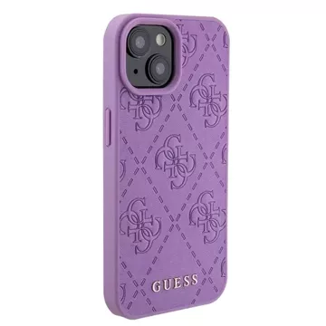 Etui Guess GUHCP15SP4EPMU für iPhone 15 6,1" fioletowy/light purple hardcase Leder 4G gestempelt