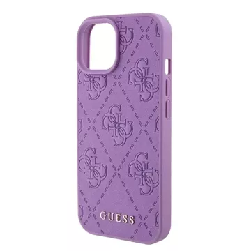 Etui Guess GUHCP15SP4EPMU für iPhone 15 6,1" fioletowy/light purple hardcase Leder 4G gestempelt