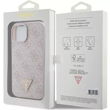 Etui Guess GUHCP15SP4TDPP für iPhone 15 6,1" rot/rosa Hardcase Leder 4G Triangle Strass