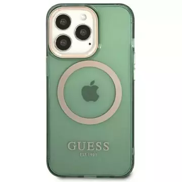 Etui Guess GUHMP13LHTCMA für Apple iPhone 13 Pro / 13 6,1" Zielony/Khaki Hard Case Gold Outline Translucent MagSafe