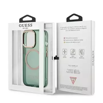 Etui Guess GUHMP13LHTCMA für Apple iPhone 13 Pro / 13 6,1" Zielony/Khaki Hard Case Gold Outline Translucent MagSafe