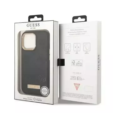 Etui Guess GUHMP13LSAPSTK für Apple iPhone 13 Pro / 13 6,1" Czarny/Black Hardcase Peony Logo Plate MagSafe