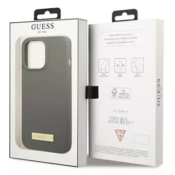 Etui Guess GUHMP13LSPLG für Apple iPhone 13 Pro / 13 6,1" Szary/Grey Hard Case Silikon Logo Plate MagSafe