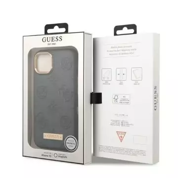 Etui Guess GUHMP13MSAPSTG für Apple iPhone 13 6,1" szary/grey Hardcase Peony Logo Plate MagSafe