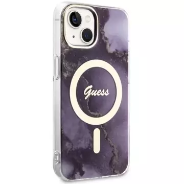 Etui Guess GUHMP14SHTMRSU für iPhone 14 6,1" Hardcase Golden Marble MagSafe