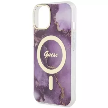 Etui Guess GUHMP14SHTMRSU für iPhone 14 6,1" Hardcase Golden Marble MagSafe