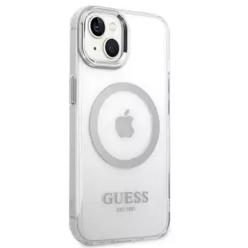 Etui Guess GUHMP14SHTRMS für Apple iPhone 14 6,1" srebrny/silver Hard Case Metal Outline Magsafe