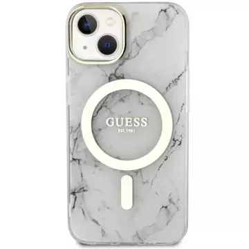 Etui Guess GUHMP14SPCUMAH für iPhone 14 6,1" weiß/weiß Hardcase Marble MagSafe