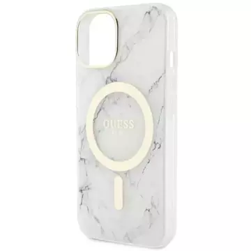 Etui Guess GUHMP14SPCUMAH für iPhone 14 6,1" weiß/weiß Hardcase Marble MagSafe