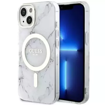 Etui Guess GUHMP14SPCUMAH für iPhone 14 6,1" weiß/weiß Hardcase Marble MagSafe