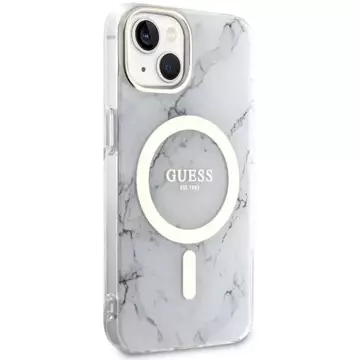 Etui Guess GUHMP14SPCUMAH für iPhone 14 6,1" weiß/weiß Hardcase Marble MagSafe