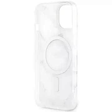 Etui Guess GUHMP14SPCUMAH für iPhone 14 6,1" weiß/weiß Hardcase Marble MagSafe