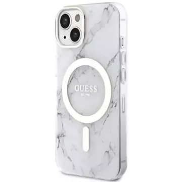 Etui Guess GUHMP14SPCUMAH für iPhone 14 6,1" weiß/weiß Hardcase Marble MagSafe