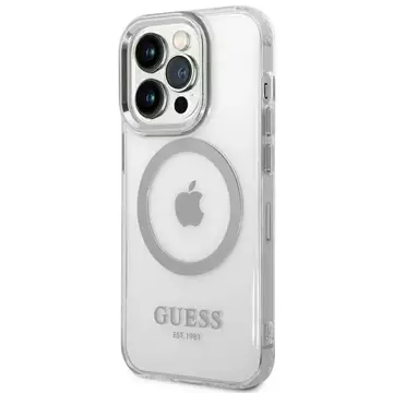 Etui Guess GUHMP14XHTRMS iPhone 14 Pro Max 6,7" srebrny/silver Hartschalenetui Metal Outline Magsafe