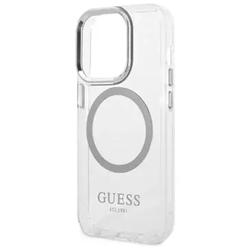 Etui Guess GUHMP14XHTRMS iPhone 14 Pro Max 6,7" srebrny/silver Hartschalenetui Metal Outline Magsafe