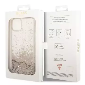 Etui Guess GUOHCP14SGLHFLGO für Apple iPhone 14 6,1" złoty/gold Hardcase Glitter Charms