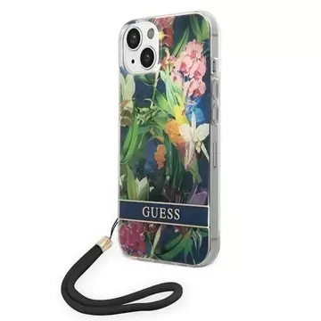 Etui Guess GUOHCP14SHFLSB für Apple iPhone 14 6,1" niebieski/blue Hardcase Flower Strap