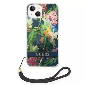 Etui Guess GUOHCP14SHFLSB für Apple iPhone 14 6,1" niebieski/blue Hardcase Flower Strap