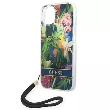 Etui Guess GUOHCP14SHFLSB für Apple iPhone 14 6,1" niebieski/blue Hardcase Flower Strap