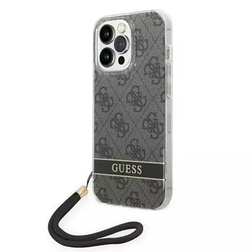 "Etui Guess GUOHCP14XH4STK iPhone 14 Pro Max 6,7\" Czarny/Schwarz Hardcase 4G Print Strap"