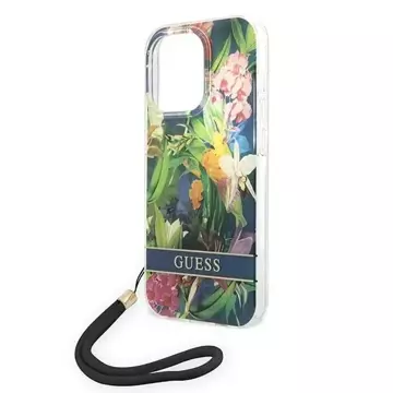 Etui Guess GUOHCP14XHFLSB iPhone 14 Pro Max 6,7" niebieski/blue Hardcase Flower Strap