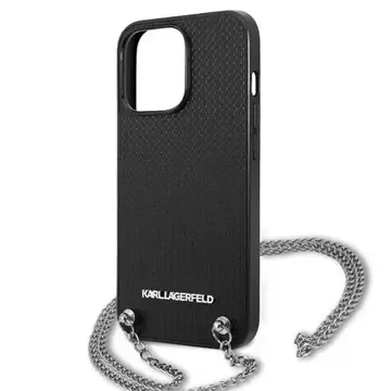 Etui Karl Lagerfeld KLHCP13LPMK für iPhone 13 Pro / 13 6,1" Hardcase Leder Strukturiert und Kette