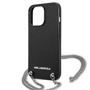 Etui Karl Lagerfeld KLHCP13XPMK für iPhone 13 Pro Max 6,7" Hardcase Leder Strukturiert und Kette