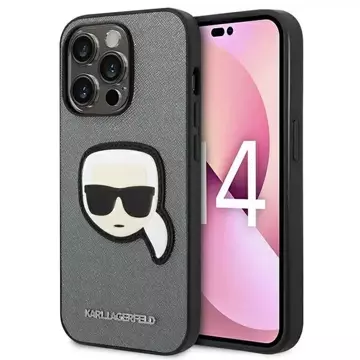 Etui Karl Lagerfeld KLHCP14XSAPKHG für iPhone 14 Pro Max 6,7' Hardcase Saffiano Karl`s Head Patch srebrny/silver